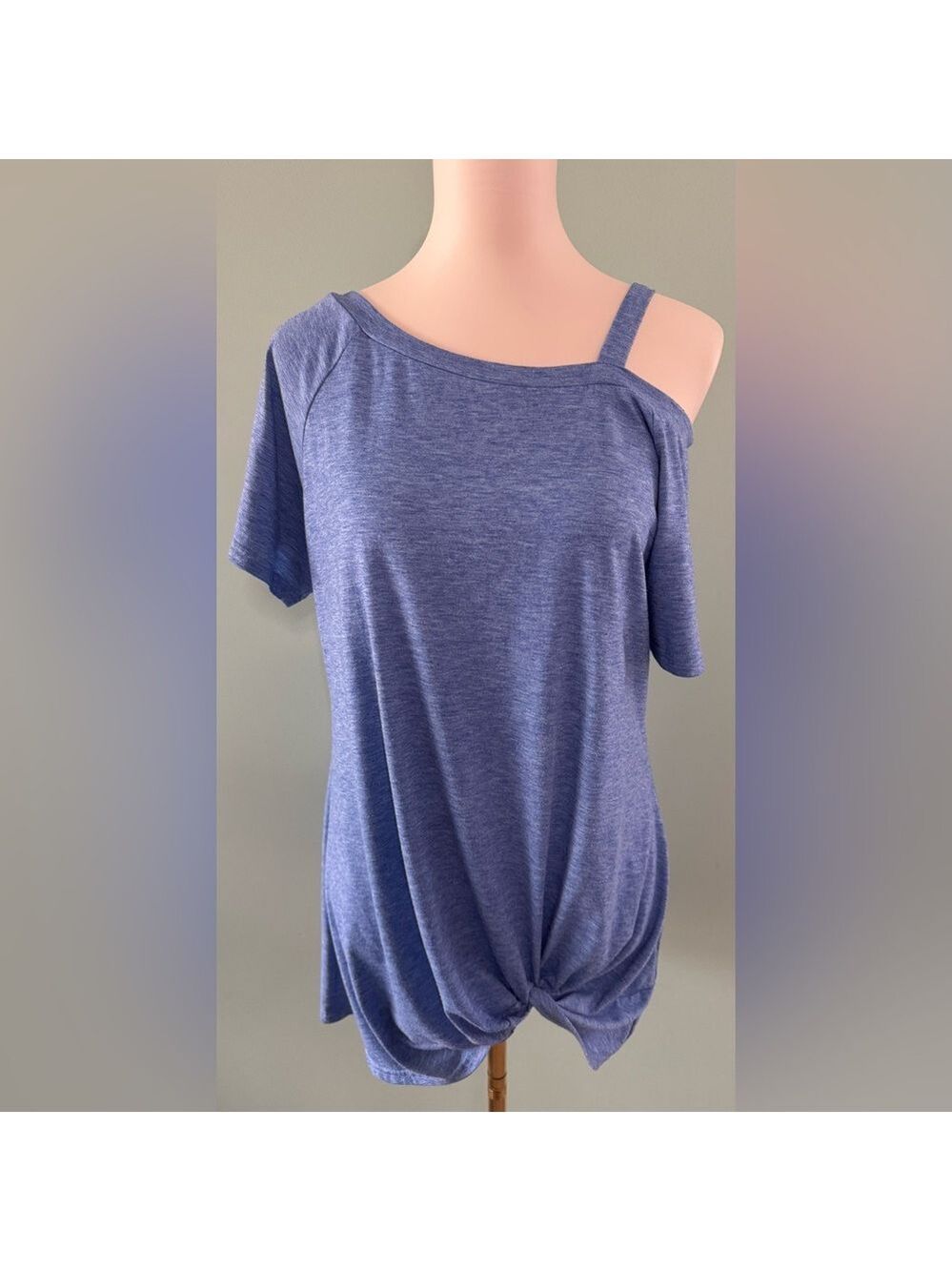 Asymmetrical Blue Short Sleeve Tunic XL
